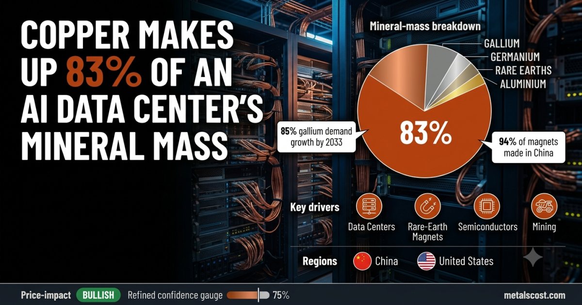 Copper Makes Up 83% of an AI Data Center's Mineral Footprint, Study Finds