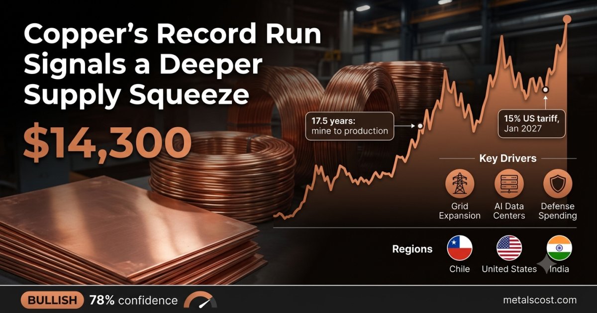 Copper's Record Run Reflects a Supply Squeeze That Could Take 17 Years to Fix, Sprott Says