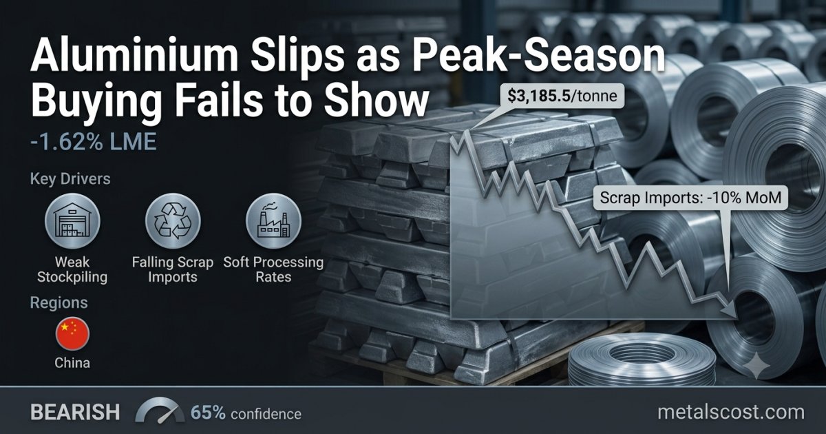 Aluminium Prices Slip as Traditional Peak-Season Stockpiling Fails to Show Up