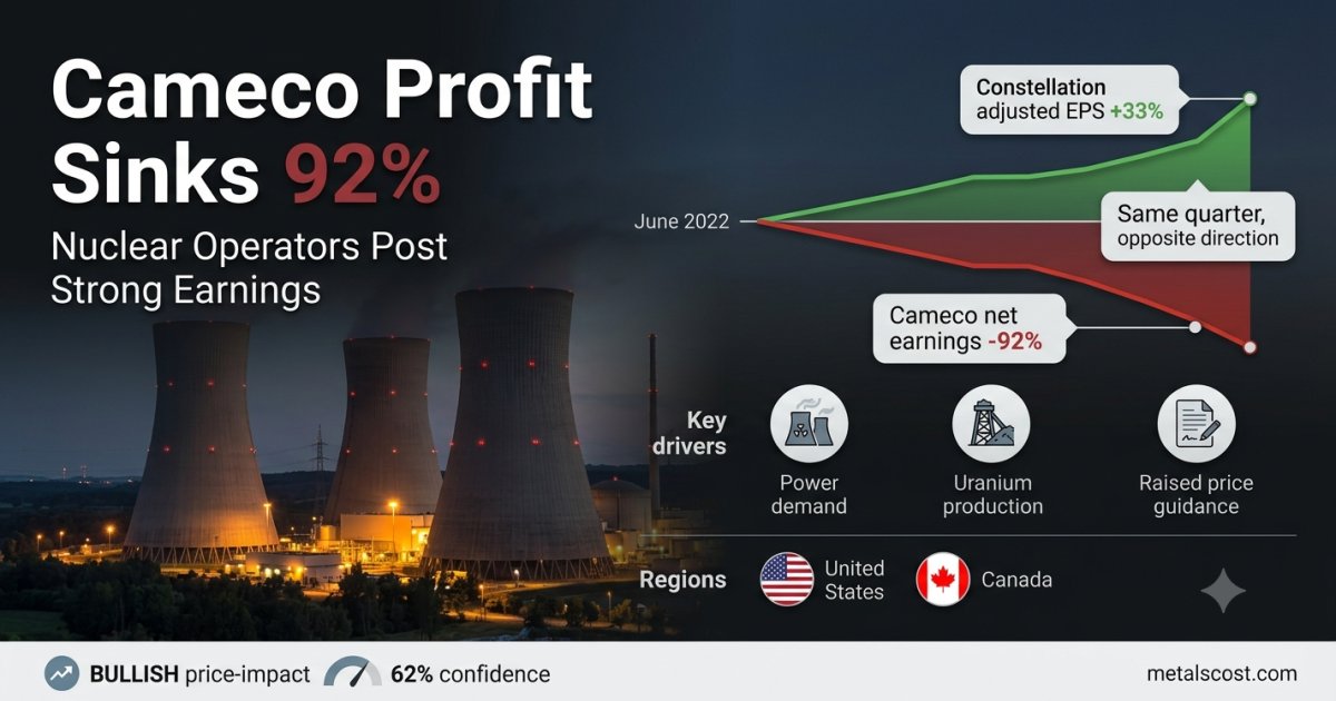 Uranium Miner Cameco's Profit Sinks 92% Even as Nuclear Plant Operators Post Strong Earnings